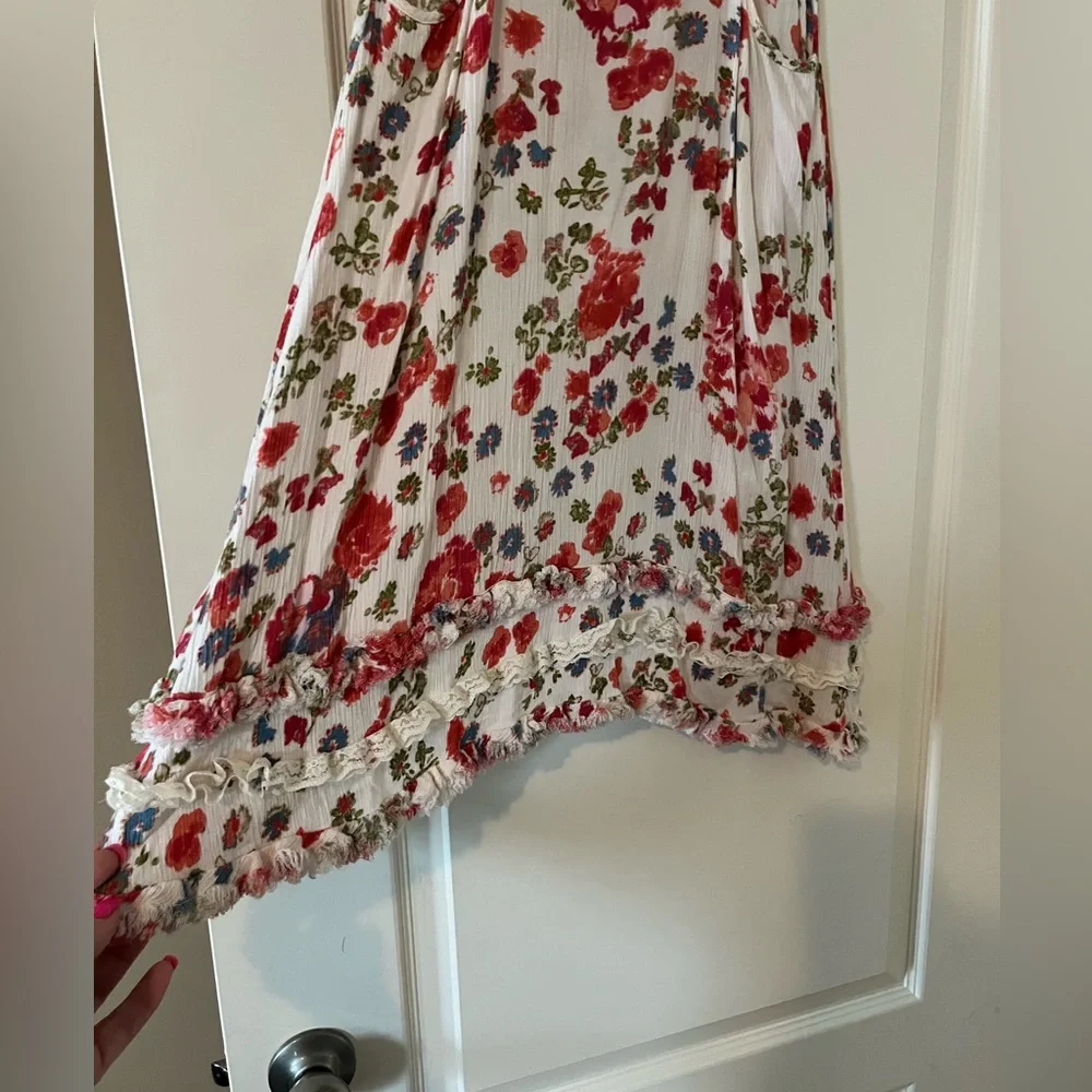 Free People Floral Sleeveless Hi-Low Blouse Summer Women’s Size Medium - Picture 14 of 15